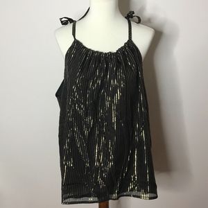 Madewell Black Striped Metallic Halter Tank